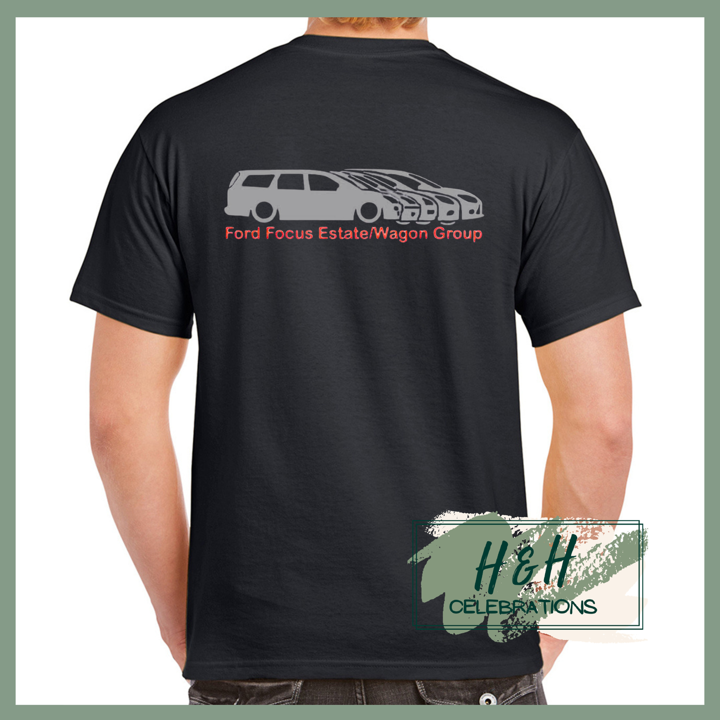 Ford Focus Estate/Wagon Group T-Shirt For Adults - Black