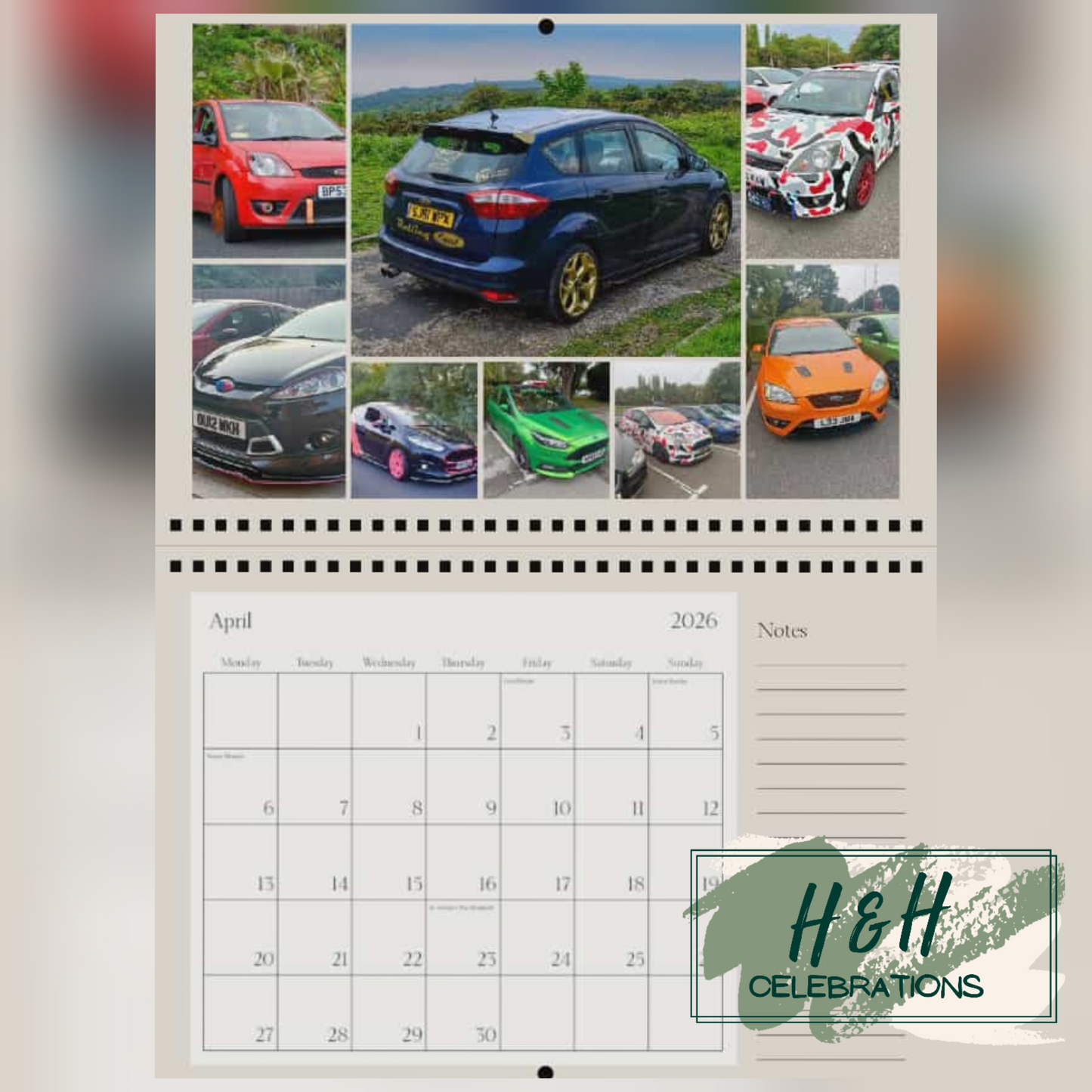 Rolling Oval 2026 A4 Wall Calendar