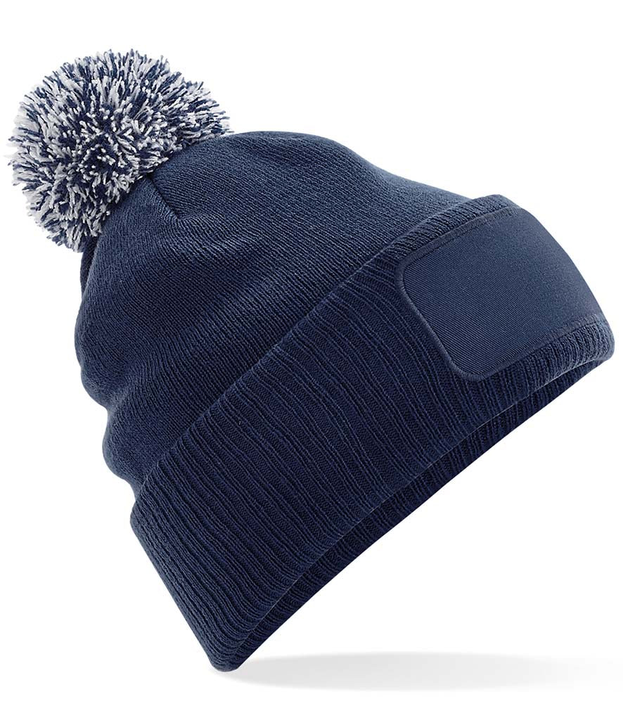 Rolling Oval Pom Pom Beanie Hat
