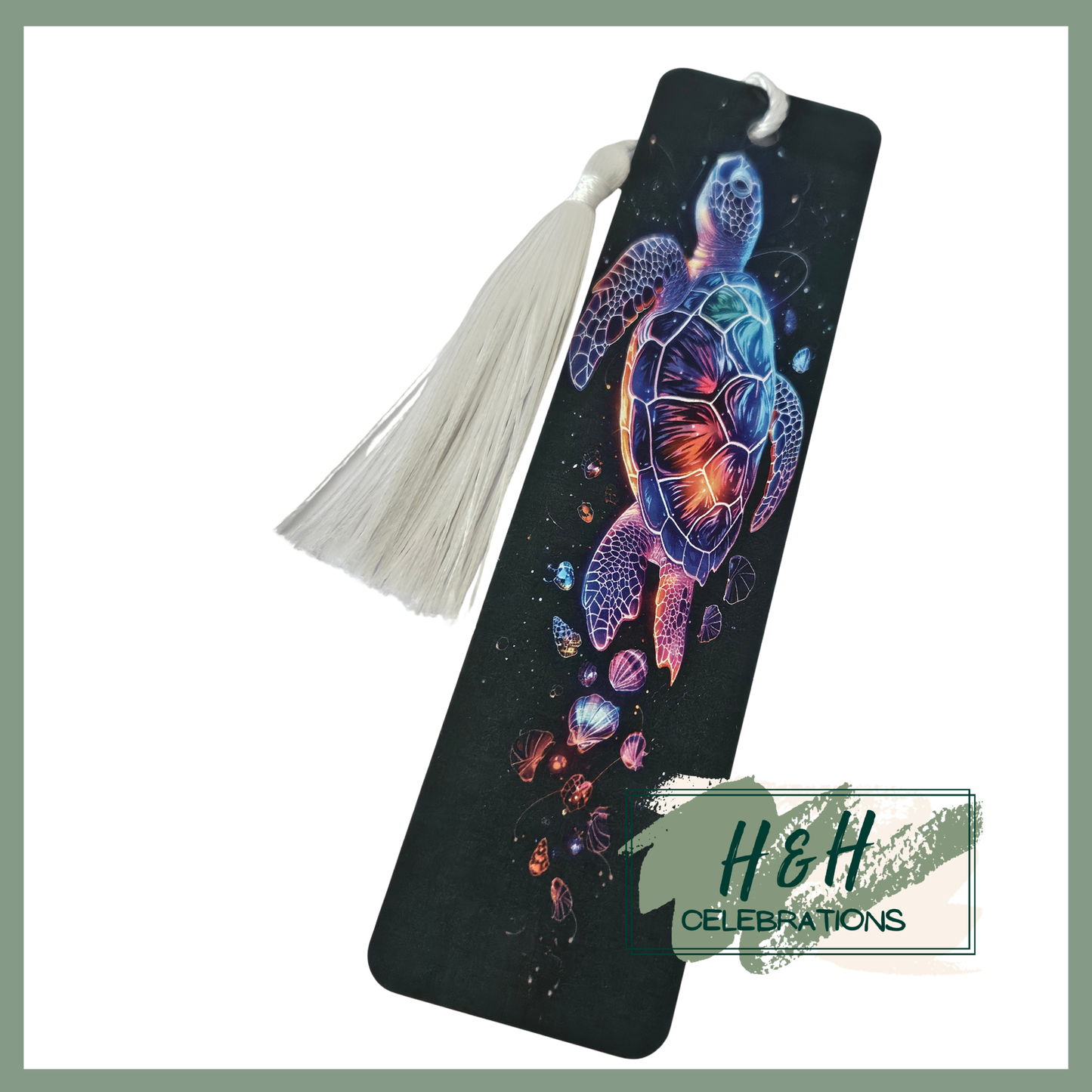Vibrant Neon Turtle Bookmark
