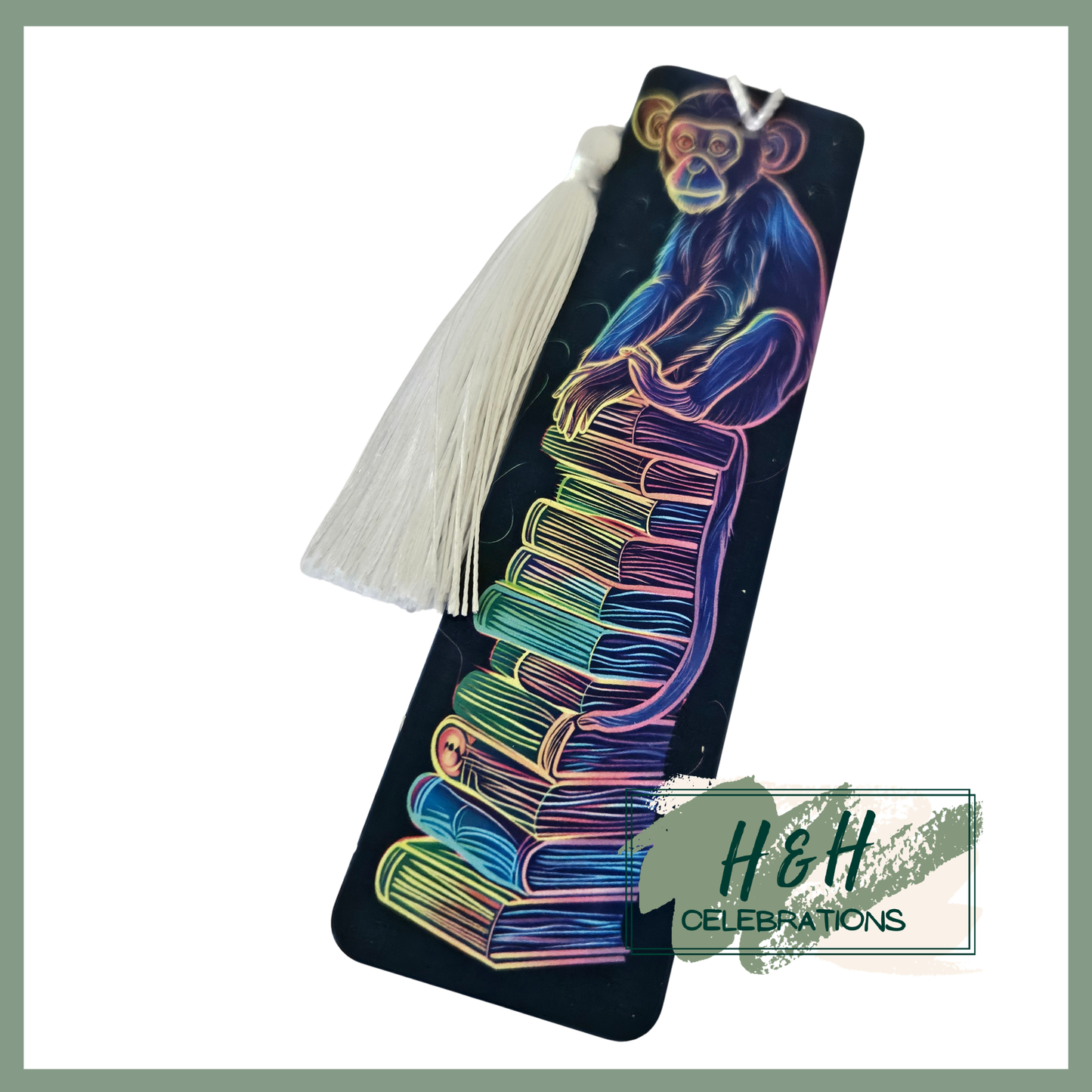 Neon Monkey Book Stack Bookmark