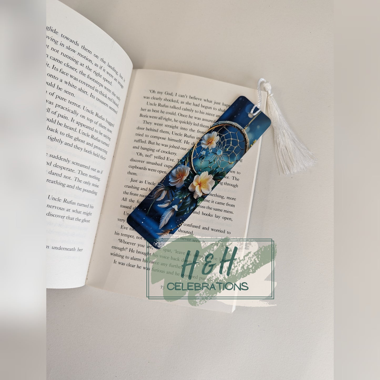 Blue Floral Dreamcatcher Bookmark