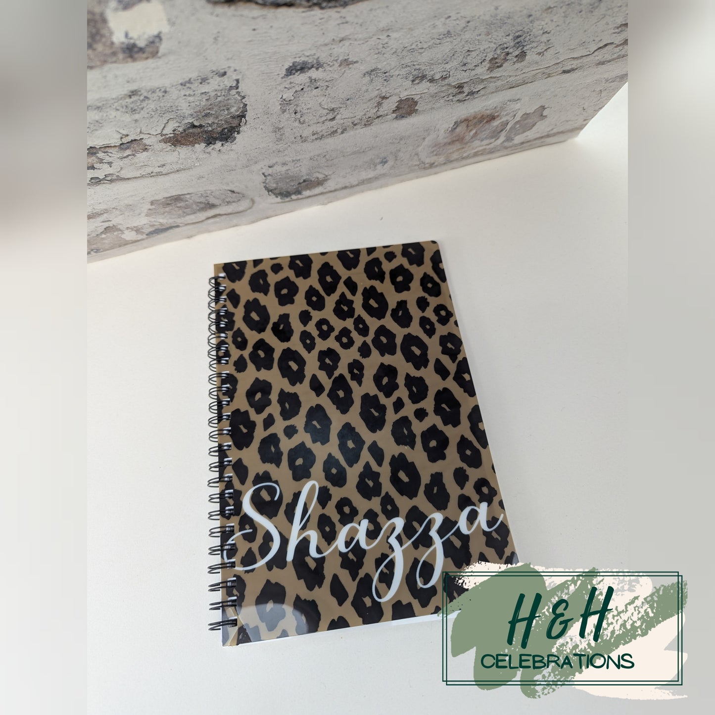 Brown Leopard Print Personalised A5 Lined Notepad