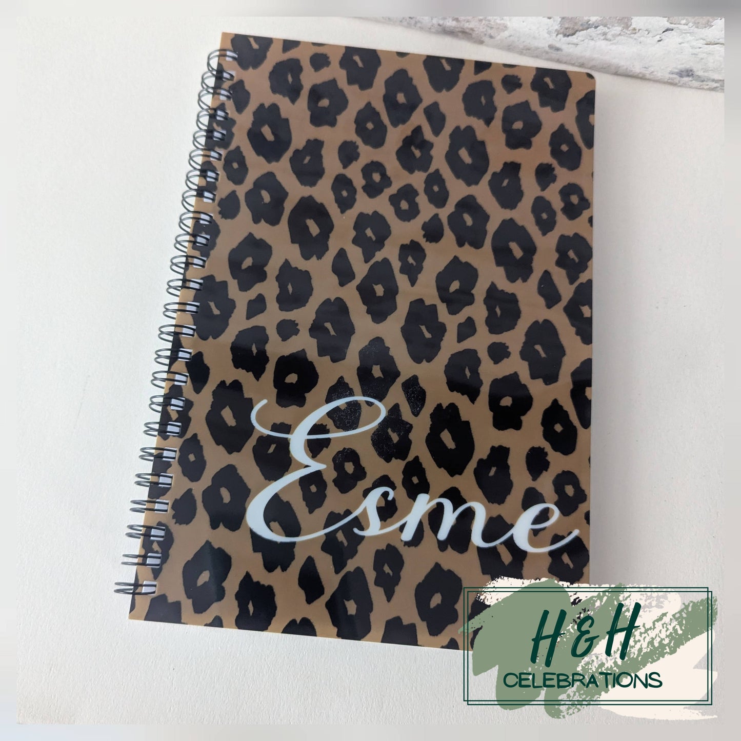Brown Leopard Print Personalised A5 Lined Notepad