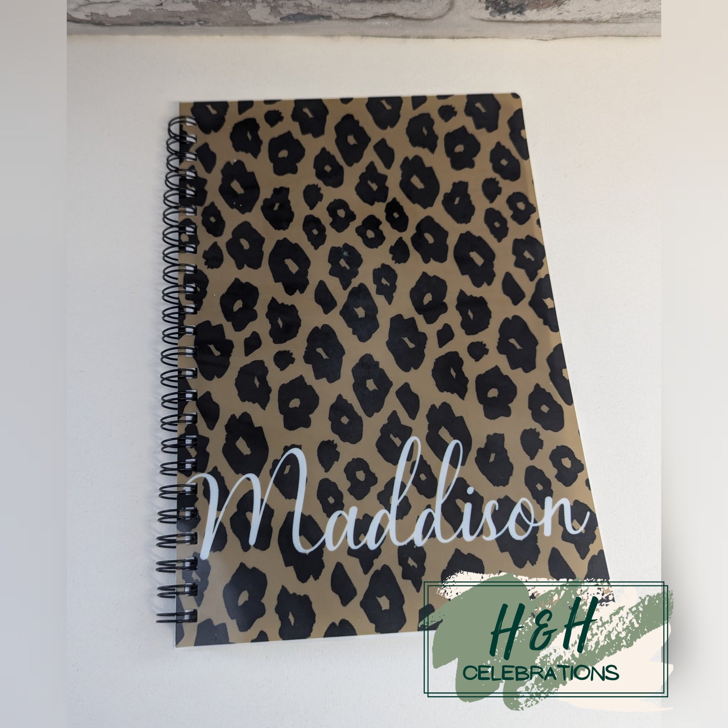 Brown Leopard Print Personalised A5 Lined Notepad