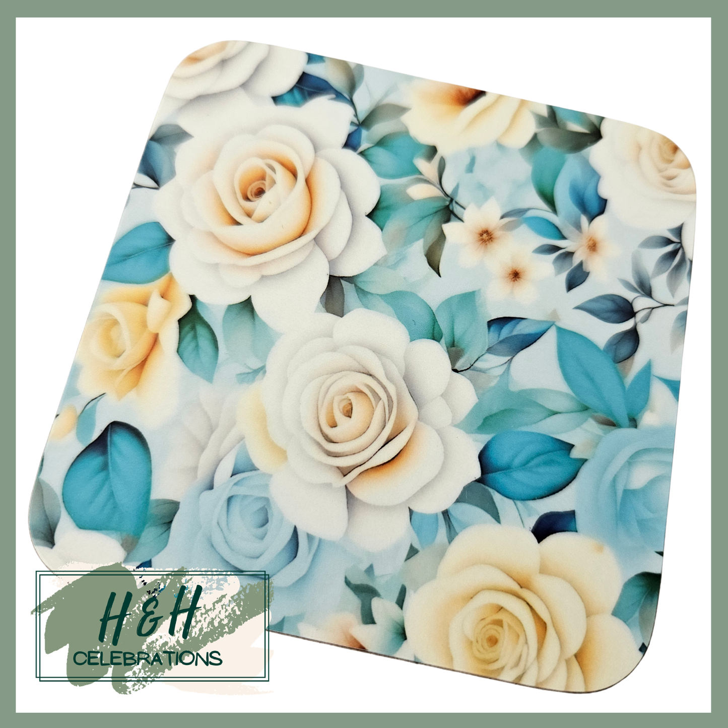 Pastel Flowers MDF Coaster - Design 2