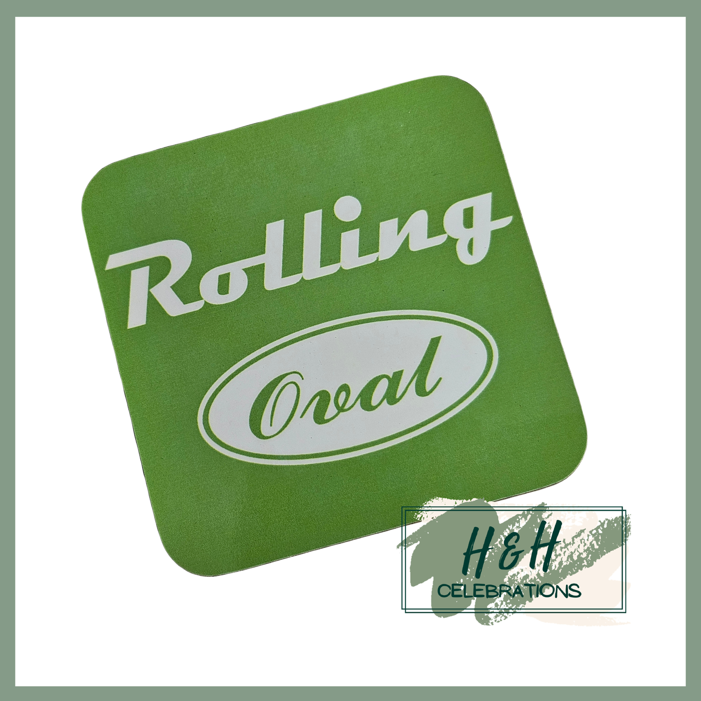 Rolling Oval Mdf Coaster - Green