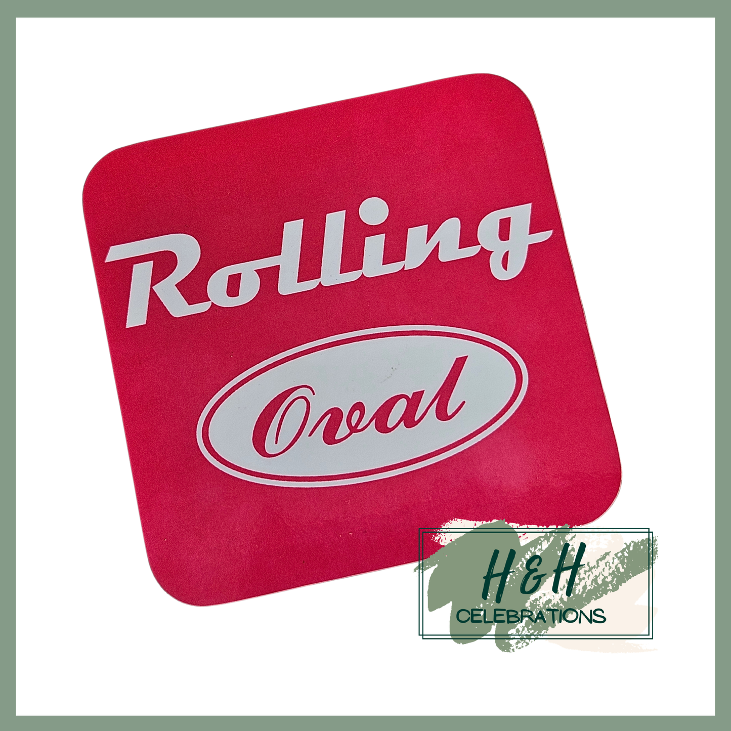 Rolling Oval Mdf Coaster - Hot Pink