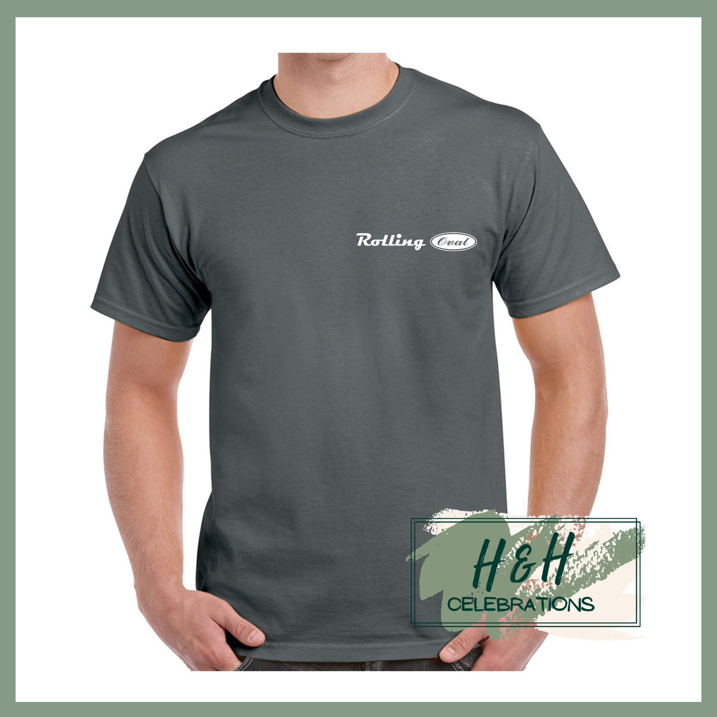 Rolling Oval T-Shirt For Adults - Charcoal