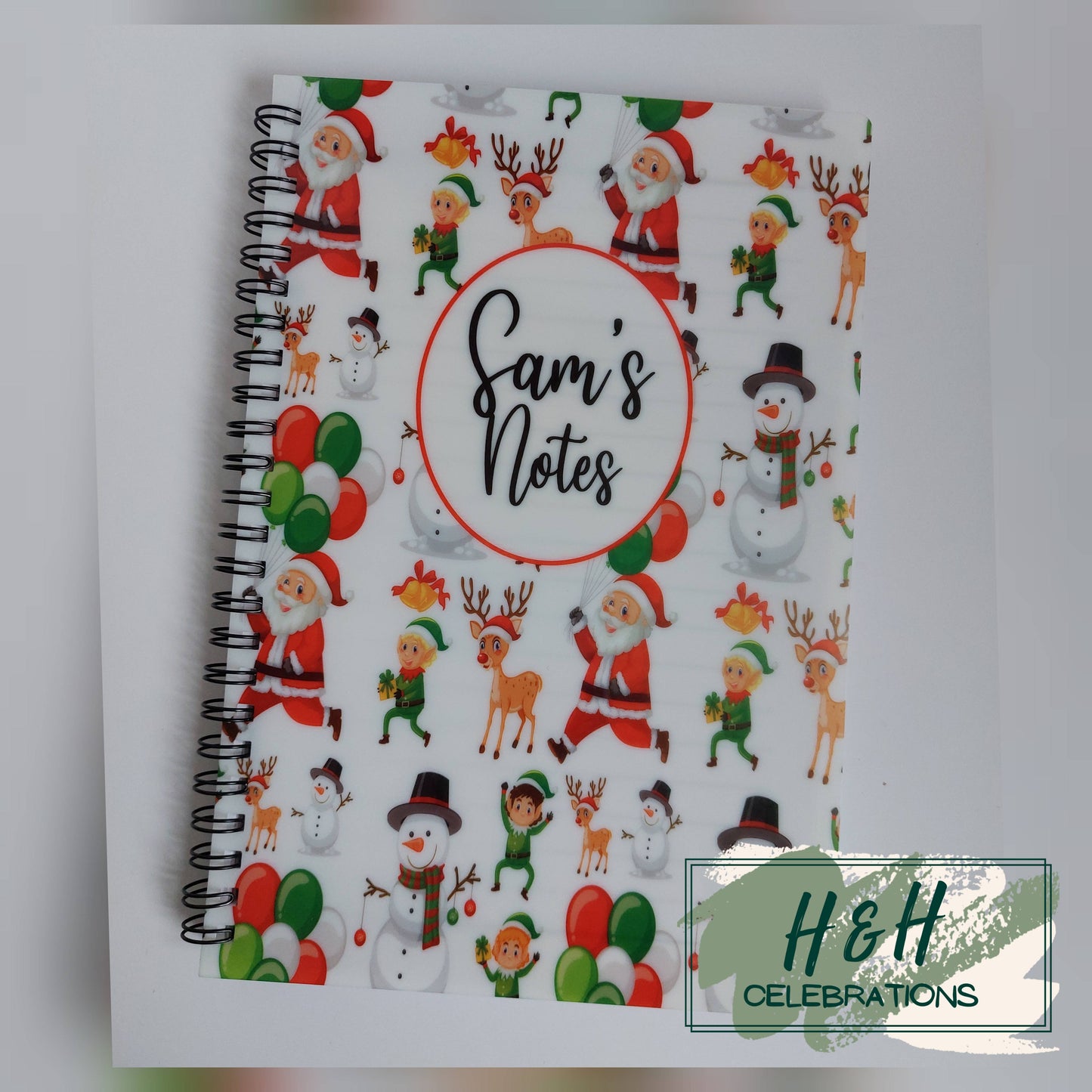 Christmas Santa & Friends Personalised A5 Lined Notepad