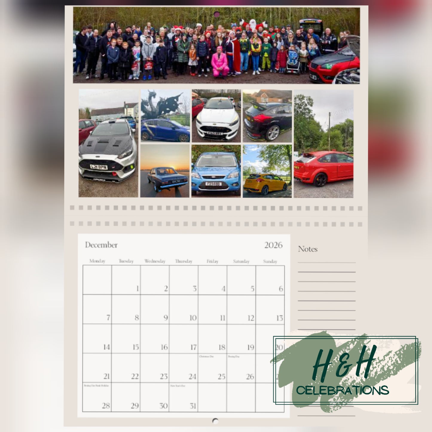 Rolling Oval 2026 A4 Wall Calendar