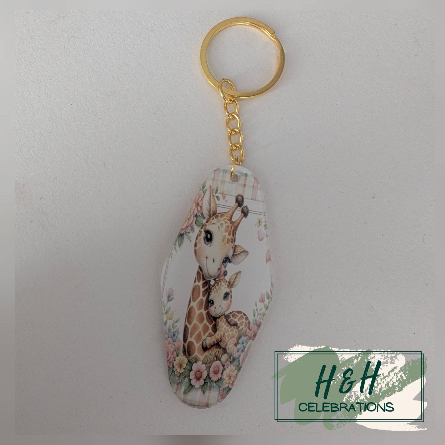 Giraffe Mother & Child Motel/Hotel Keyring