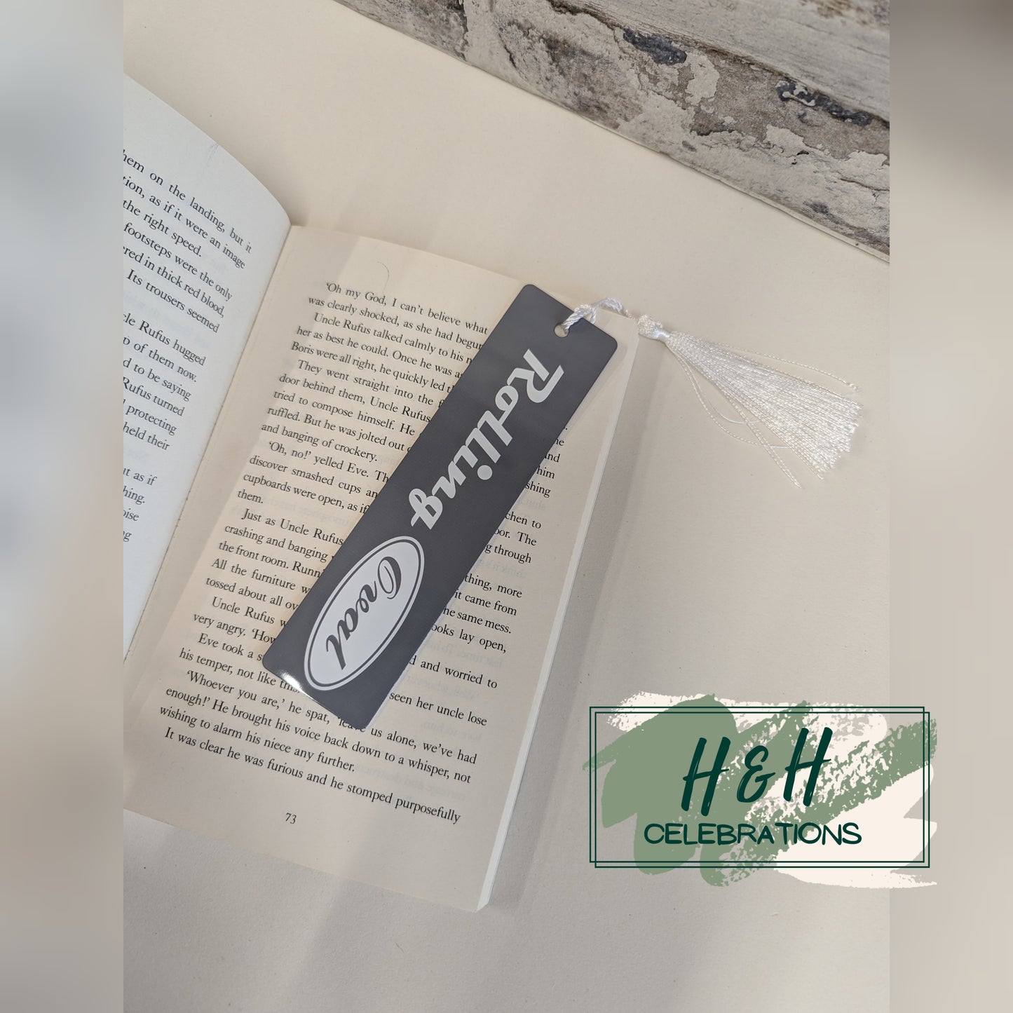 Rolling Oval Aluminium Bookmark