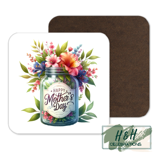 Happy Mother's Day Floral Jar MDF Coaster