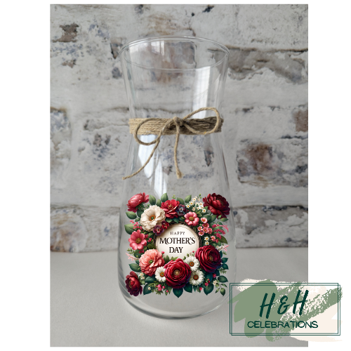Happy Mother's Day Red & White Floral Vase
