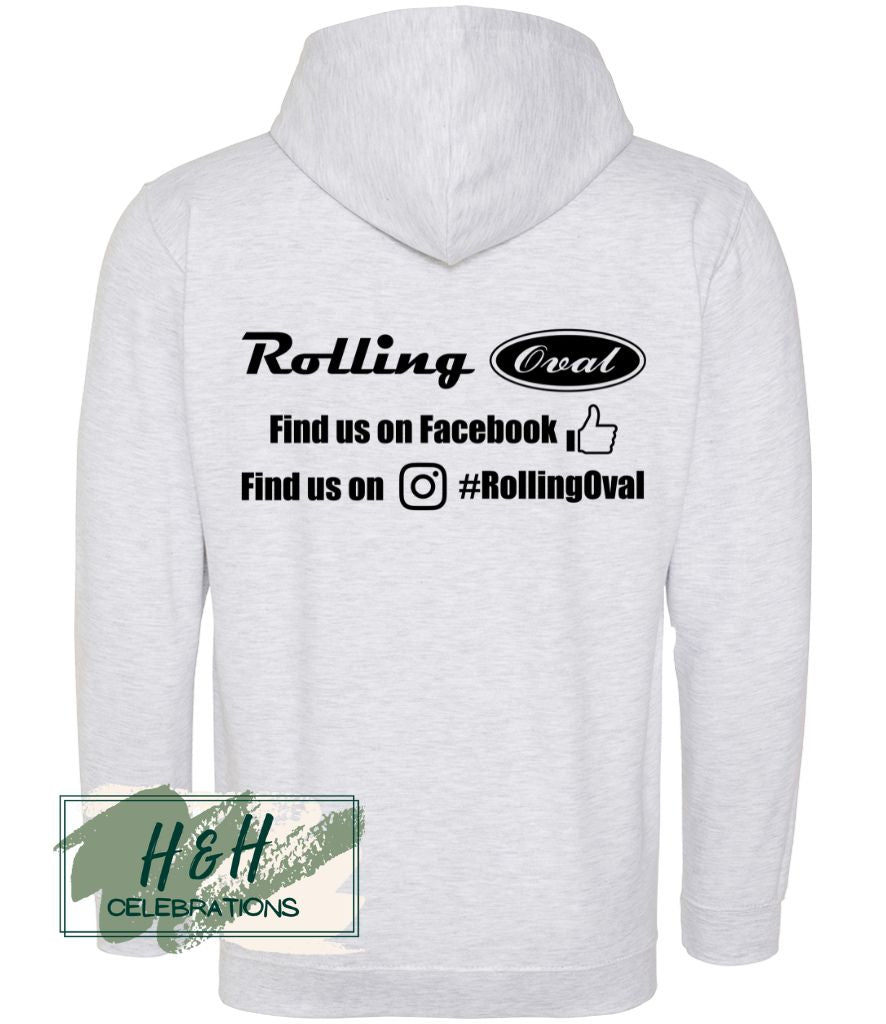 Rolling Oval Zipped Hoodie For Adults - Ash