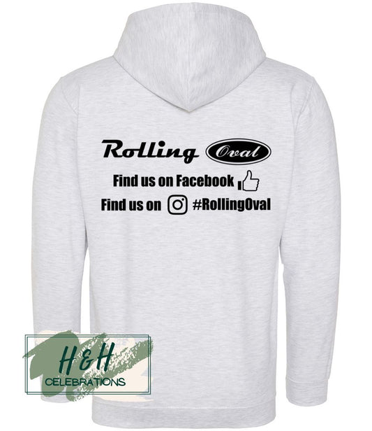 Rolling Oval Zipped Hoodie For Adults - Ash