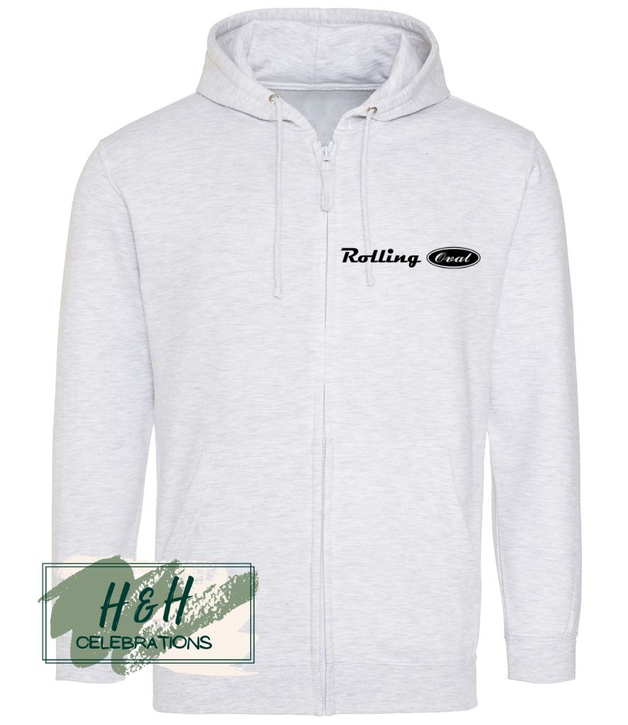 Rolling Oval Zipped Hoodie For Adults - Ash
