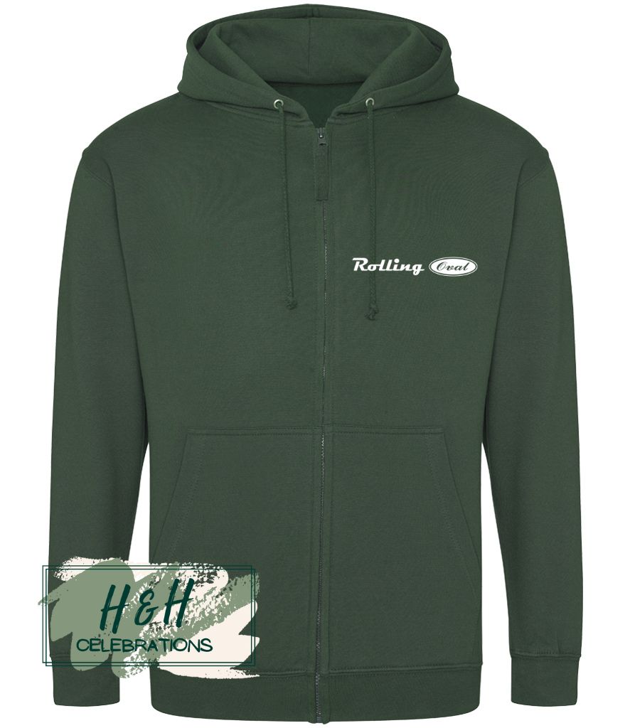 Rolling Oval Zipped Hoodie For Adults - Bottle Green