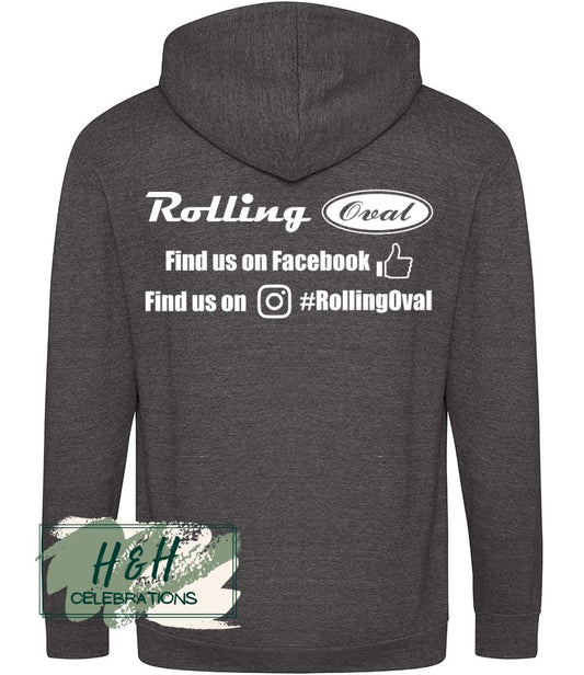 Rolling Oval Zipped Hoodie For Adults - Charcoal
