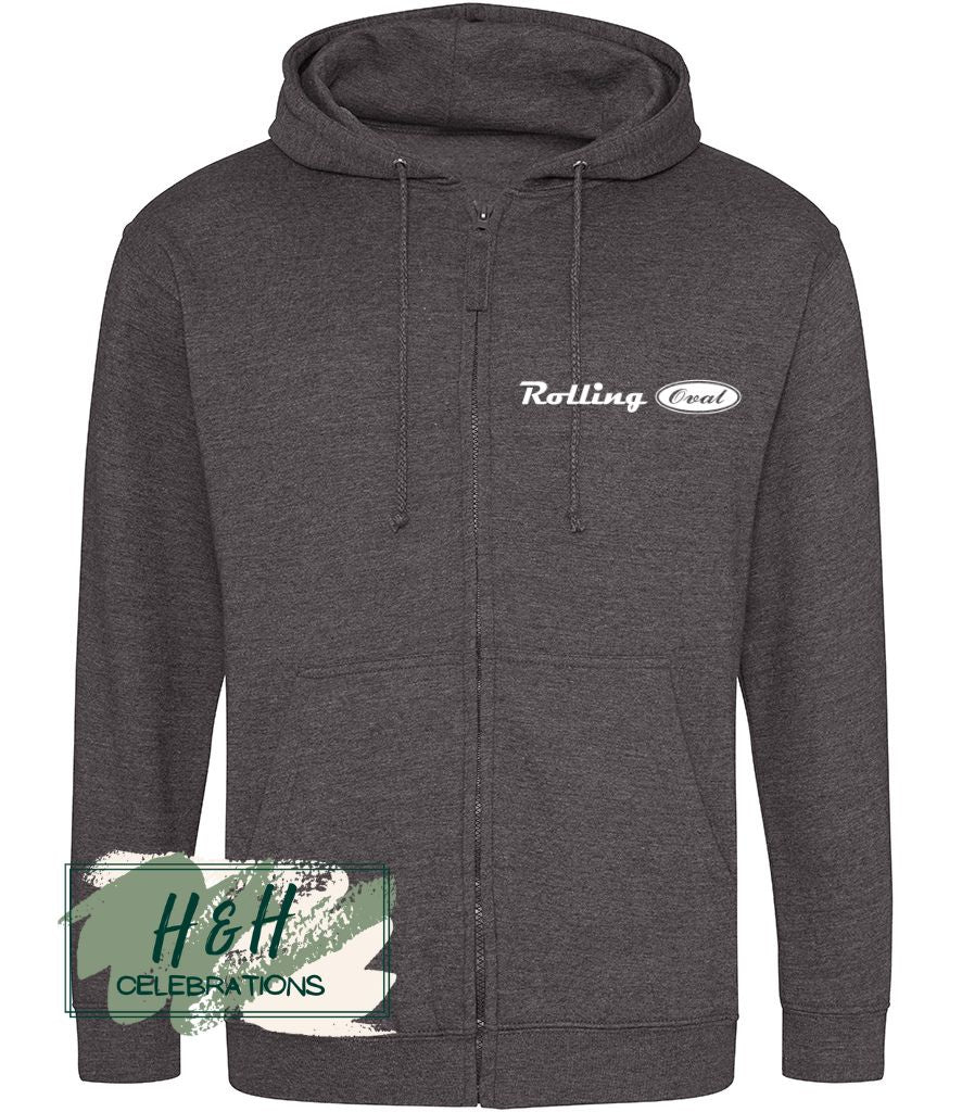 Rolling Oval Zipped Hoodie For Adults - Charcoal