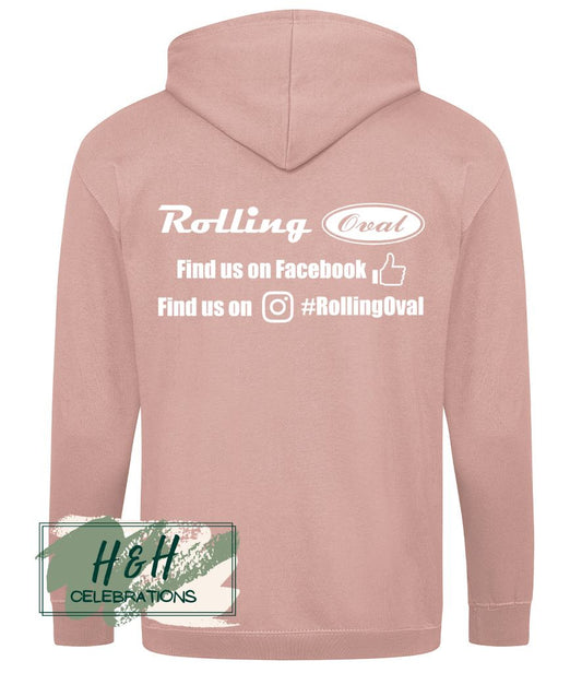 Rolling Oval Zipped Hoodie For Adults - Dusty Pink