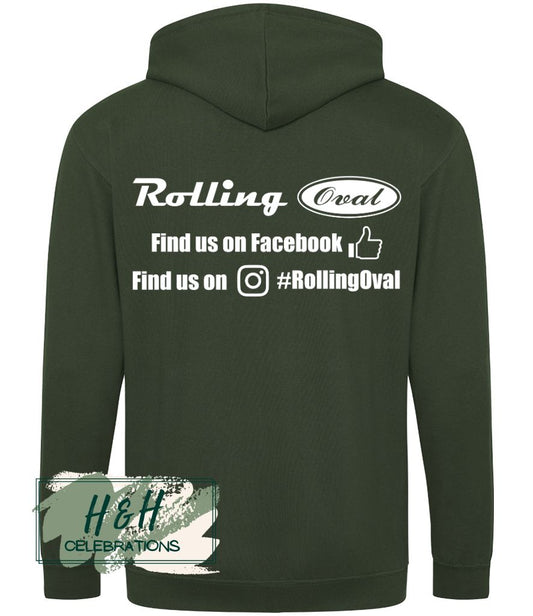 Rolling Oval Zipped Hoodie For Adults - Forest Green