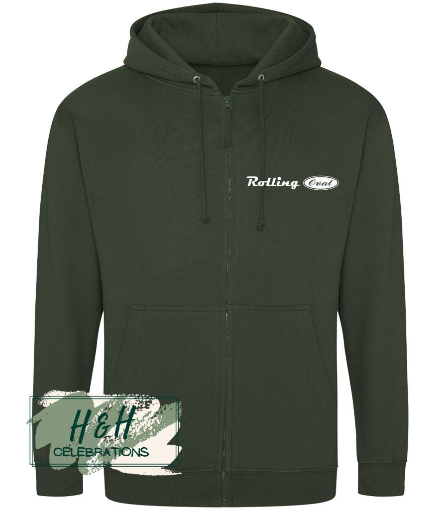 Rolling Oval Zipped Hoodie For Adults - Forest Green
