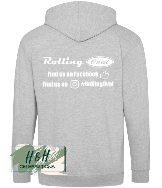 Rolling Oval Zipped Hoodie For Adults - Heather Grey