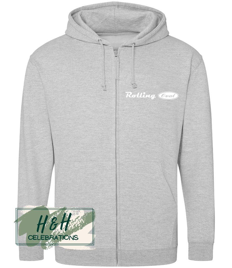 Rolling Oval Zipped Hoodie For Adults - Heather Grey