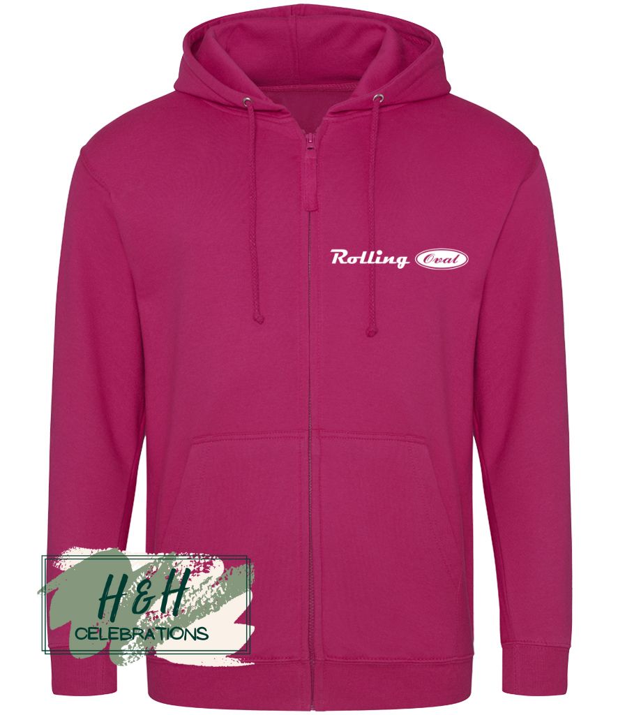 Rolling Oval Zipped Hoodie For Adults - Hot Pink