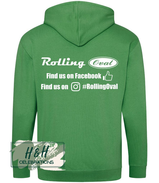 Rolling Oval Zipped Hoodie For Adults - Kelly Green