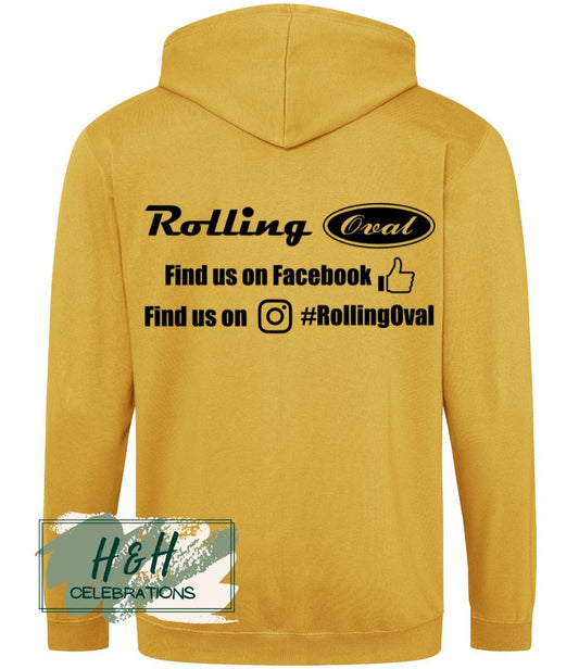 Rolling Oval Zipped Hoodie For Adults - Mustard