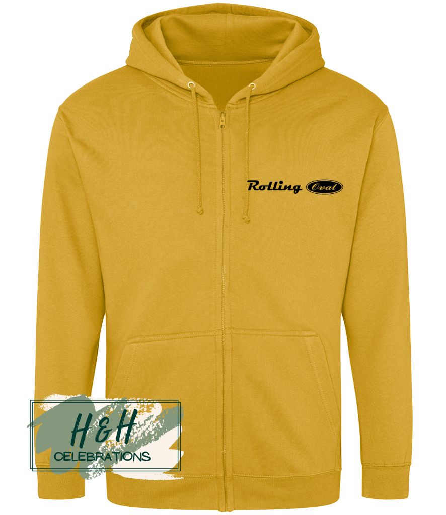 Rolling Oval Zipped Hoodie For Adults - Mustard