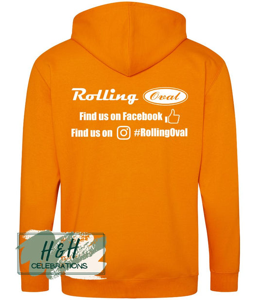 Rolling Oval Zipped Hoodie For Adults - Orange Crush