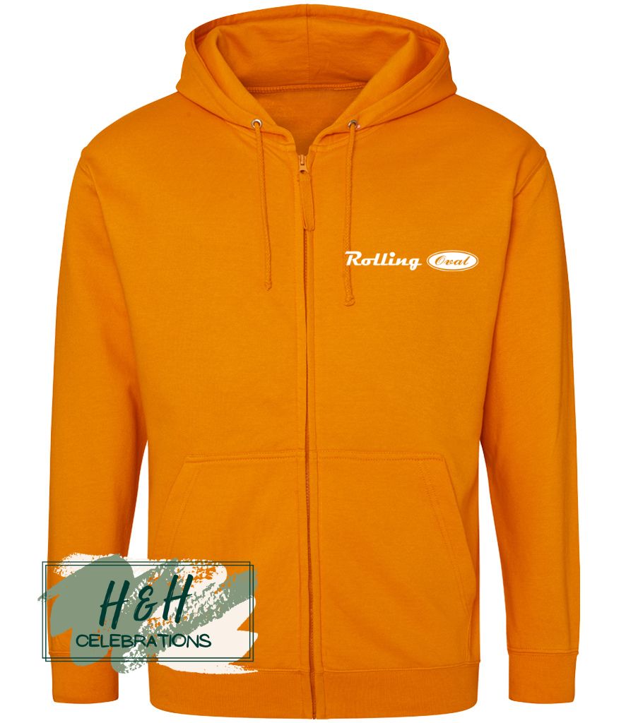 Rolling Oval Zipped Hoodie For Adults - Orange Crush