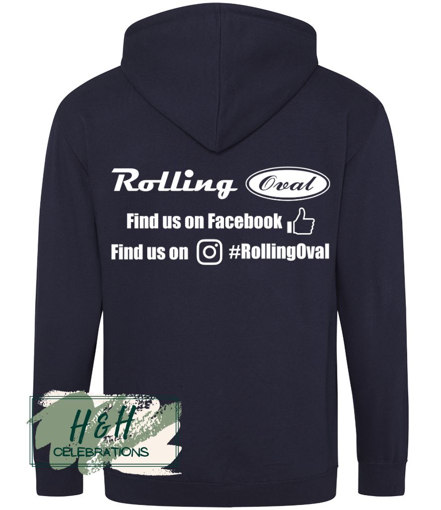 Rolling Oval Zipped Hoodie For Adults - Oxford Navy