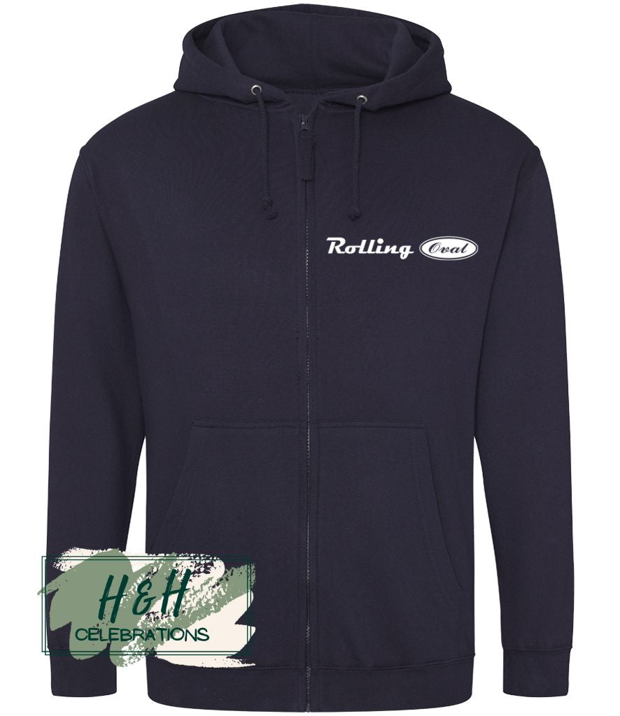 Rolling Oval Zipped Hoodie For Adults - Oxford Navy