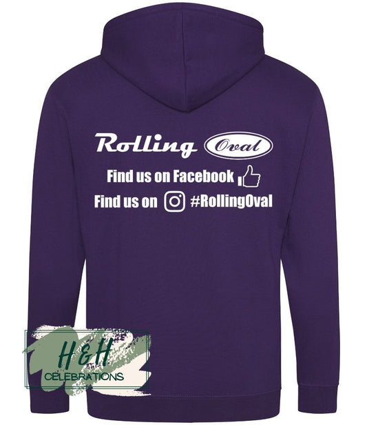 Rolling Oval Zipped Hoodie For Adults - Purple