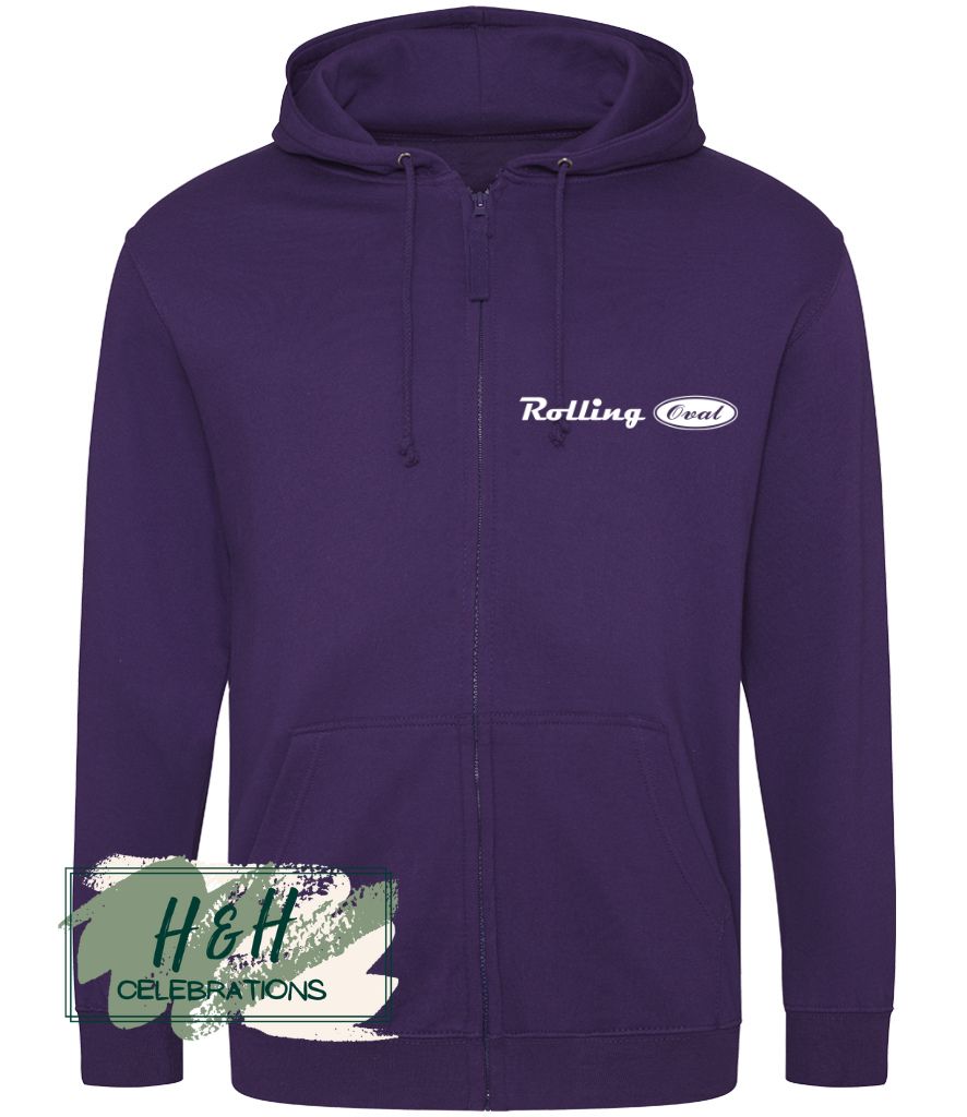 Rolling Oval Zipped Hoodie For Adults - Purple