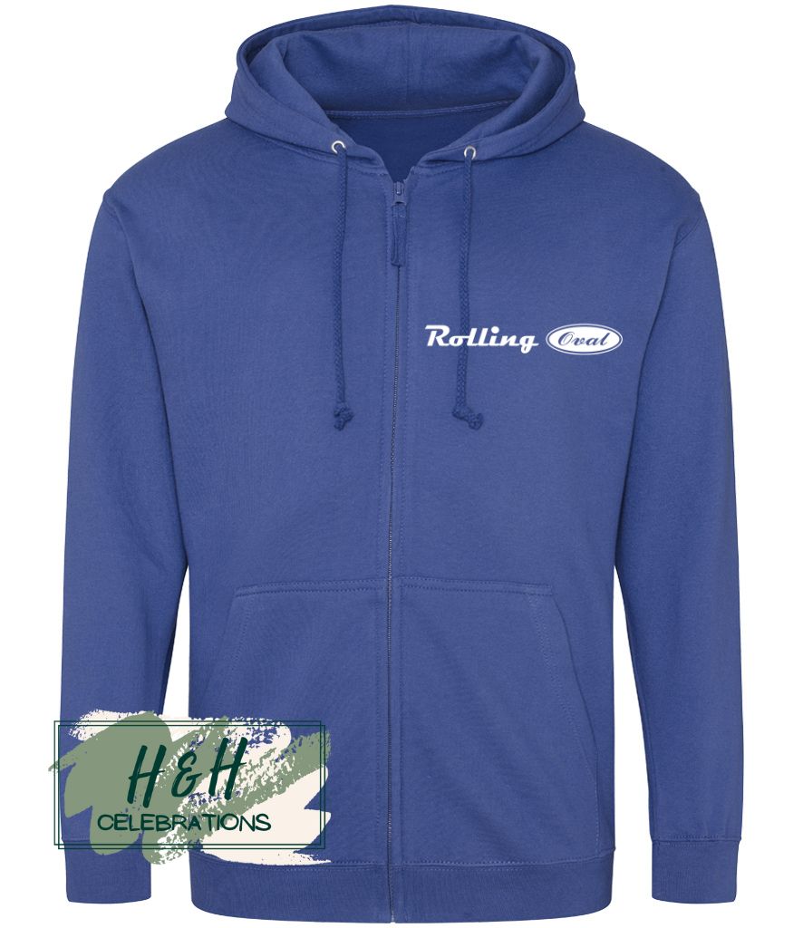 Rolling Oval Zipped Hoodie For Adults - Royal Blue