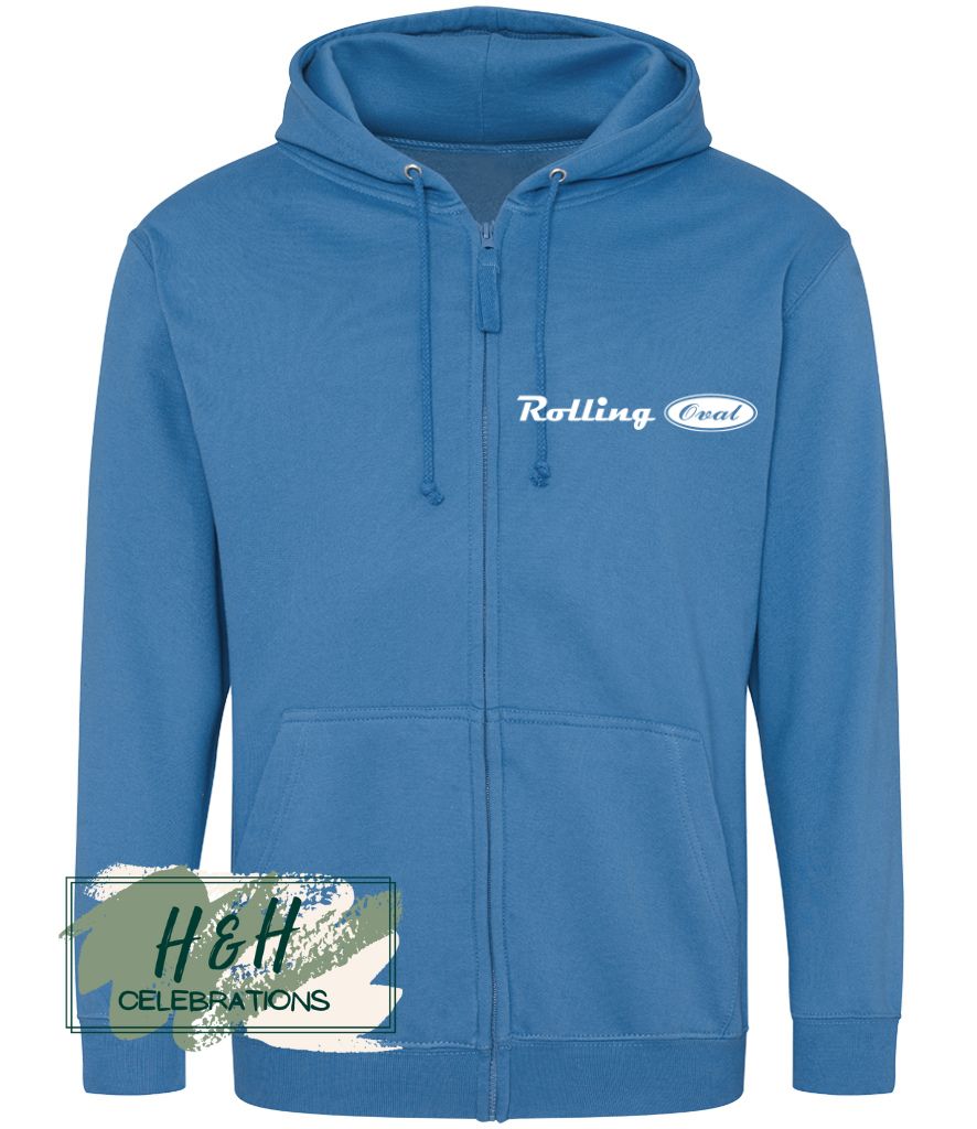 Rolling Oval Zipped Hoodie For Adults - Sapphire Blue
