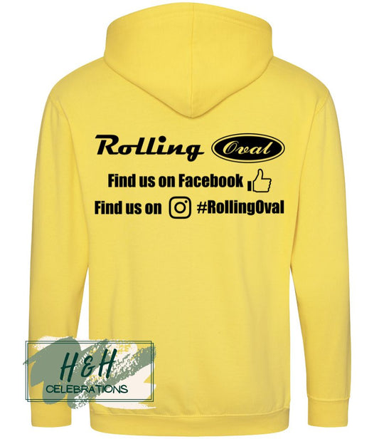 Rolling Oval Zipped Hoodie For Adults - Sun Yellow