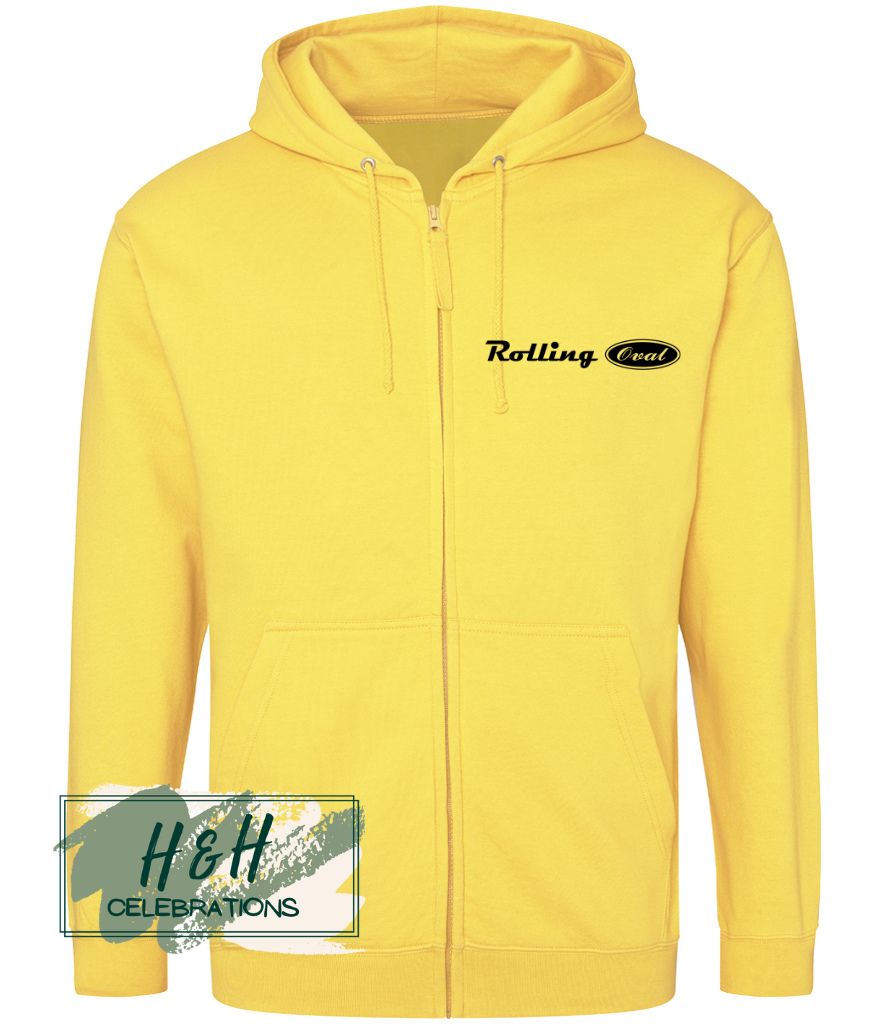 Rolling Oval Zipped Hoodie For Adults - Sun Yellow