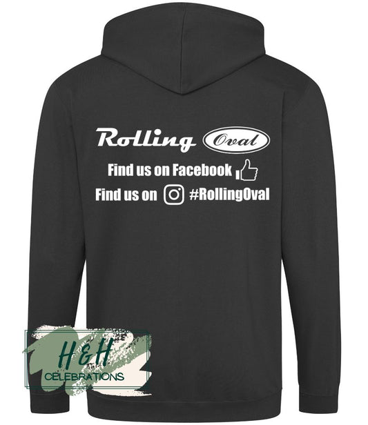 Rolling Oval Zipped Hoodie For Adults - Storm Grey