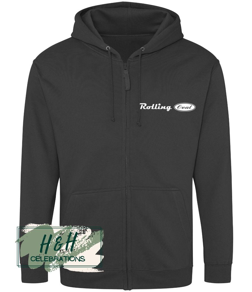 Rolling Oval Zipped Hoodie For Adults - Storm Grey
