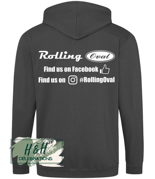 Rolling Oval Zipped Hoodie For Adults - Steel Grey