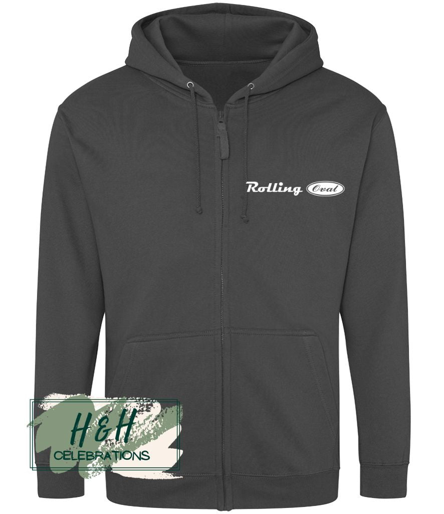 Rolling Oval Zipped Hoodie For Adults - Steel Grey
