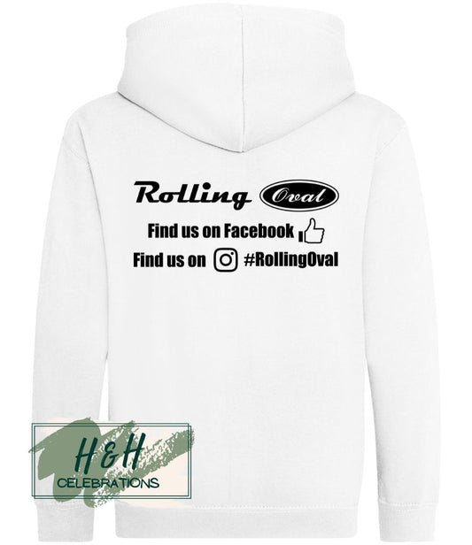 Rolling Oval Zipped Hoodie For Kids - White