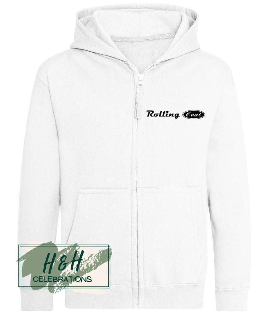 Rolling Oval Zipped Hoodie For Kids - White